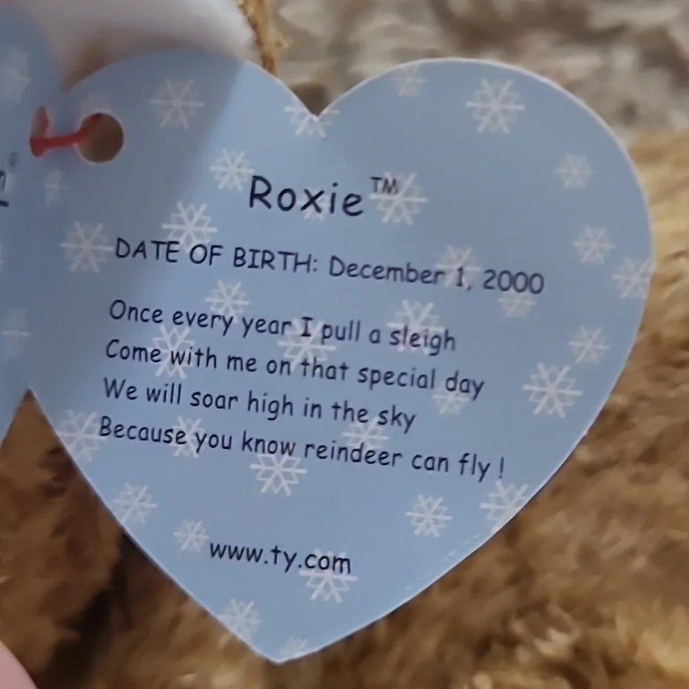 TY Beanie Baby - 2000 Roxie the Reindeer-Red Nose - Picture 3 of 8